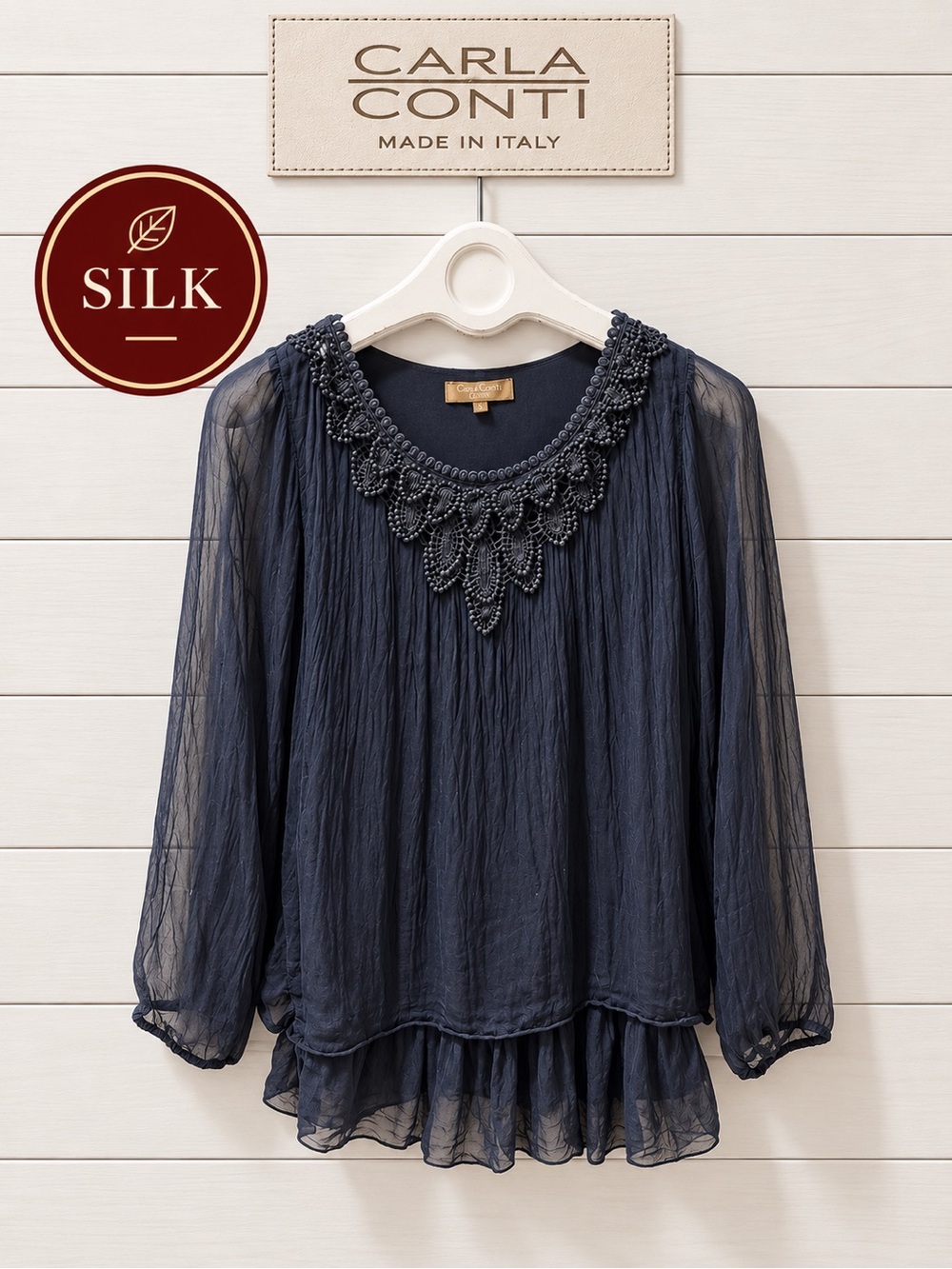 Silk Blend Blouse with Crochet Detail – Carla Conti size S